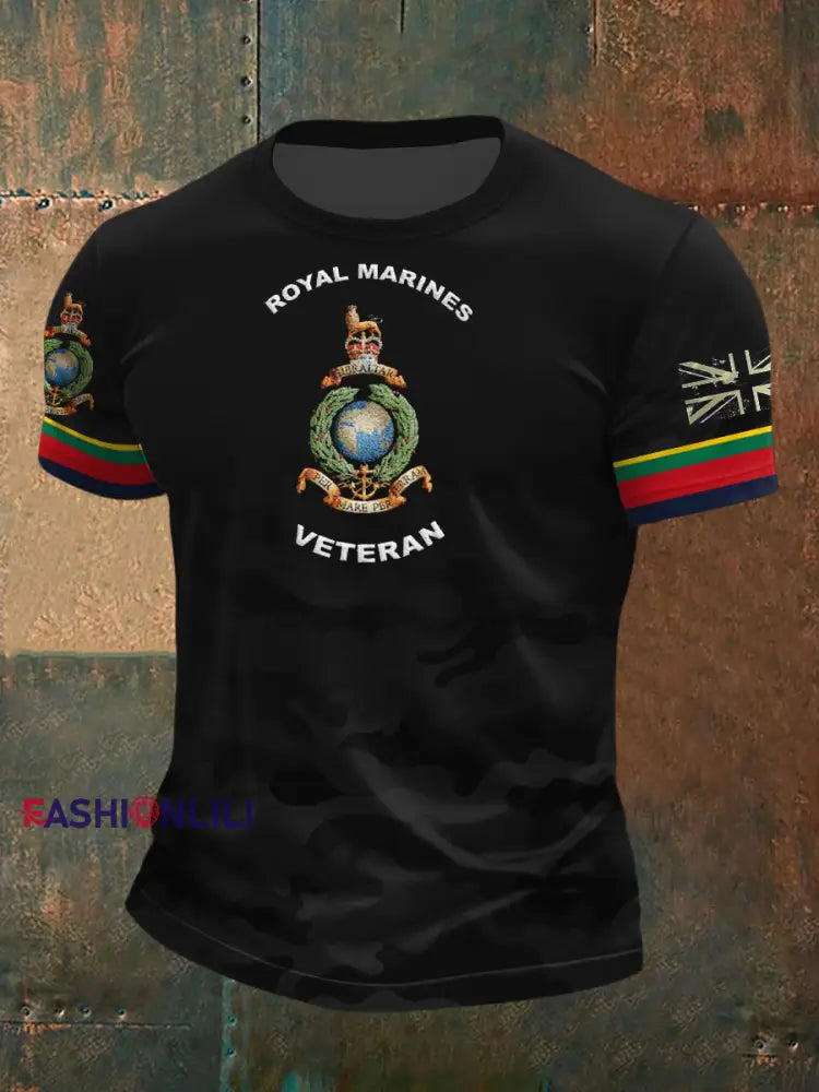 Men’s Royal Marines Veteran Printed T-shirt Black / S
