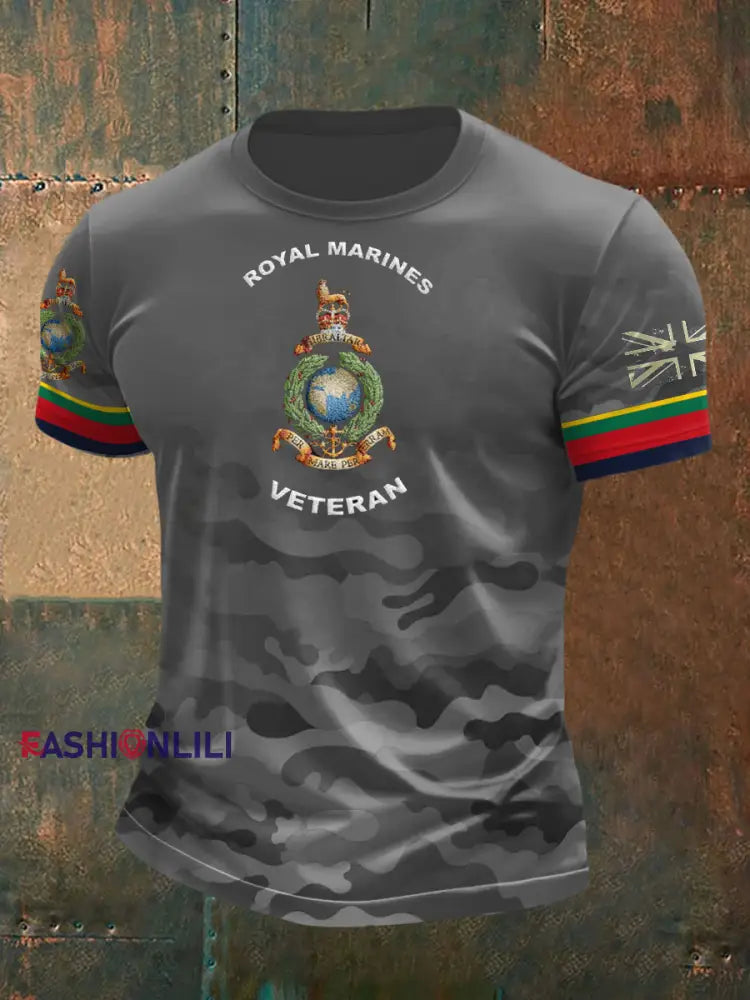 Men’s Royal Marines Veteran Printed T-shirt Light Gray / S