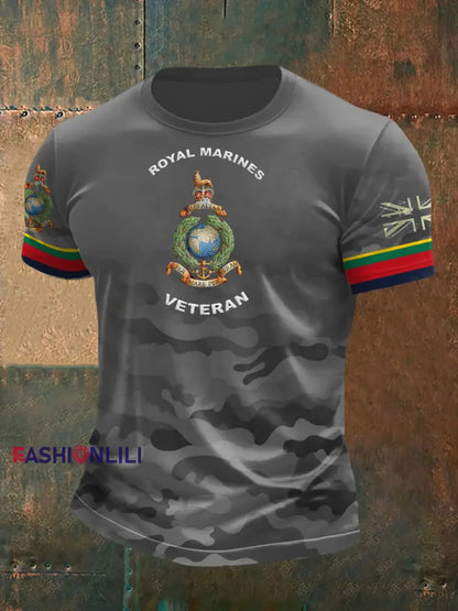 Men’s Royal Marines Veteran Printed T-shirt Light Gray / S