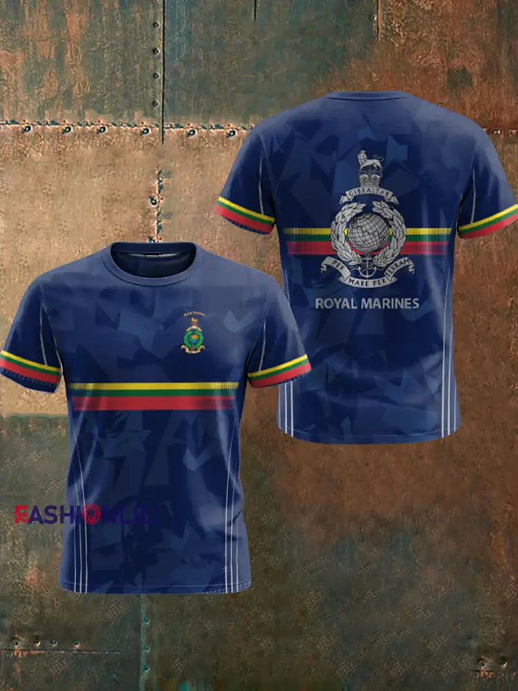 Men’s Royal Marines Veteran Printed T-shirt Navy Blue / S