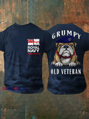 Men’s Royal Navy Grumpy Old Veteran Printed T-shirt Navy Blue / S