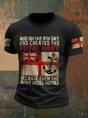 Men’s Royal Navy Veteran On The 8th Day Printed T-shirt Black / S