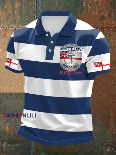 Men’s Royal Navy Veteran Once A Matelot Always A Matelot Printed Casual Tops Navy Blue / S
