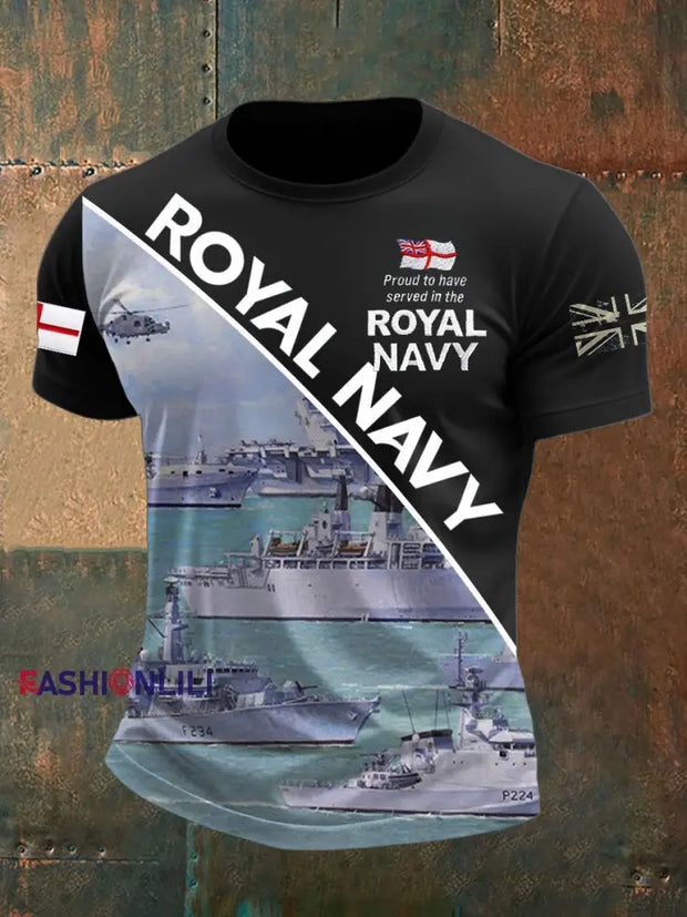 Men’s Royal Navy Veteran Printed T-shirt Black / S