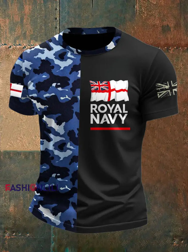 Men’s Royal Navy Veteran Printed T-shirt Black / S