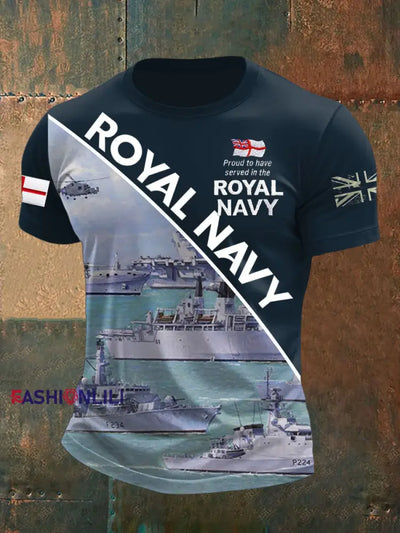 Men’s Royal Navy Veteran Printed T-shirt Navy Blue / S