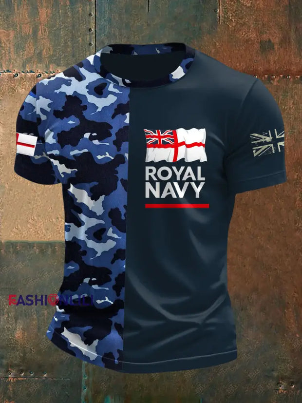 Men’s Royal Navy Veteran Printed T-shirt Navy Blue / S