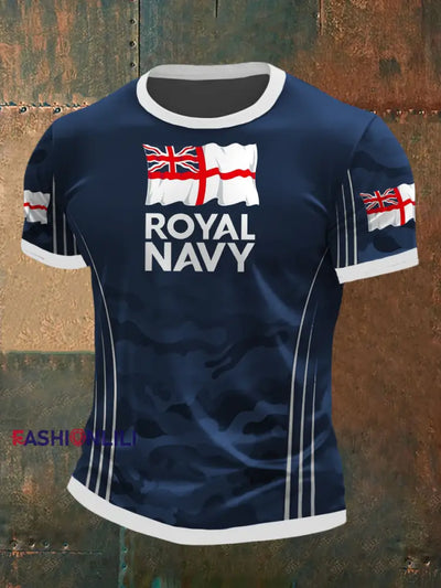 Men’s Royal Navy Veteran Printed T-shirt Navy Blue / S