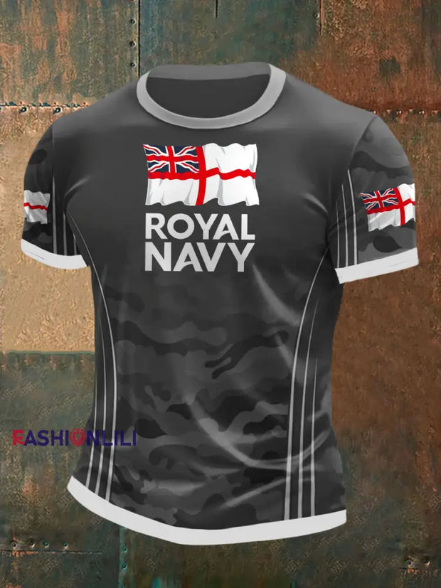 Men’s Royal Navy Veteran Printed T-shirt Gray / S
