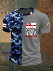 Men’s Royal Navy Veteran Printed T-shirt Light Gray / S