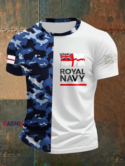Men’s Royal Navy Veteran Printed T-shirt White / S