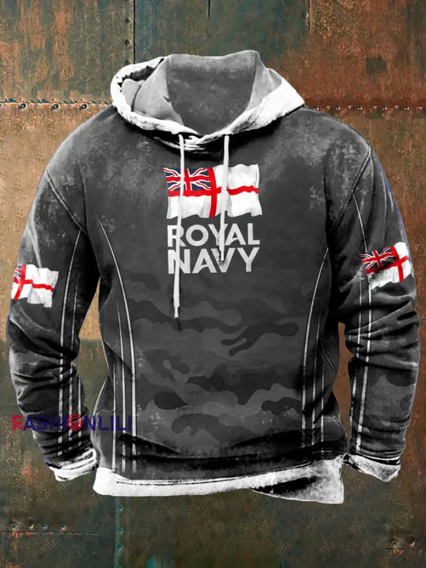 Men’s Royal Navy Veteran&Rum Printed Sweatshirt Light Gray / S