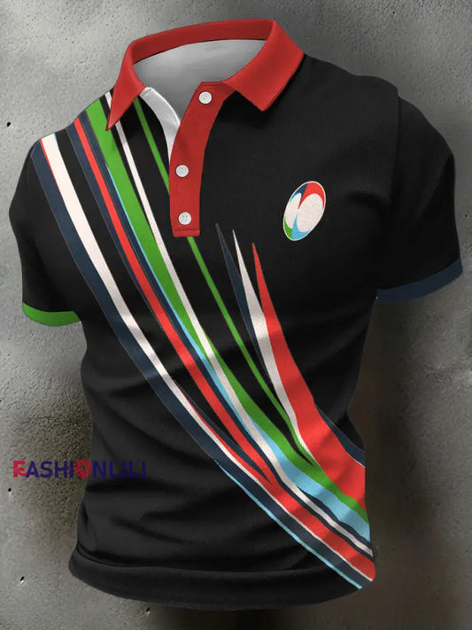 Men’s Rugby Lover Game of Nations Printed Casual Tops Black / S