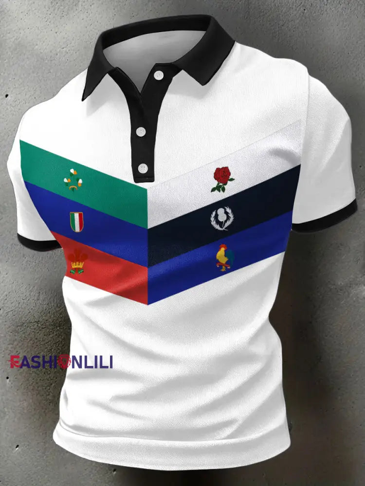Men’s Rugby Lover Game of Nations Printed Casual Tops White / S