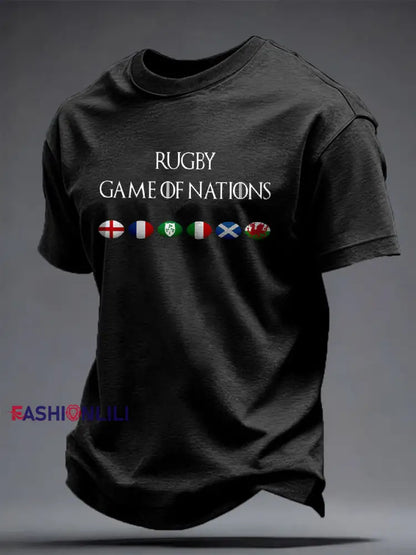 Men’s Rugby Lover Game of Nations Printed T-shirt Black / S