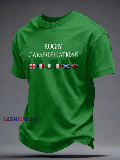 Men’s Rugby Lover Game of Nations Printed T-shirt Green / S