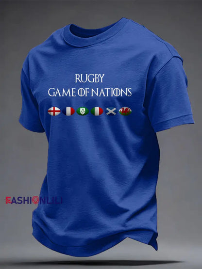 Men’s Rugby Lover Game of Nations Printed T-shirt Royal Blue / S