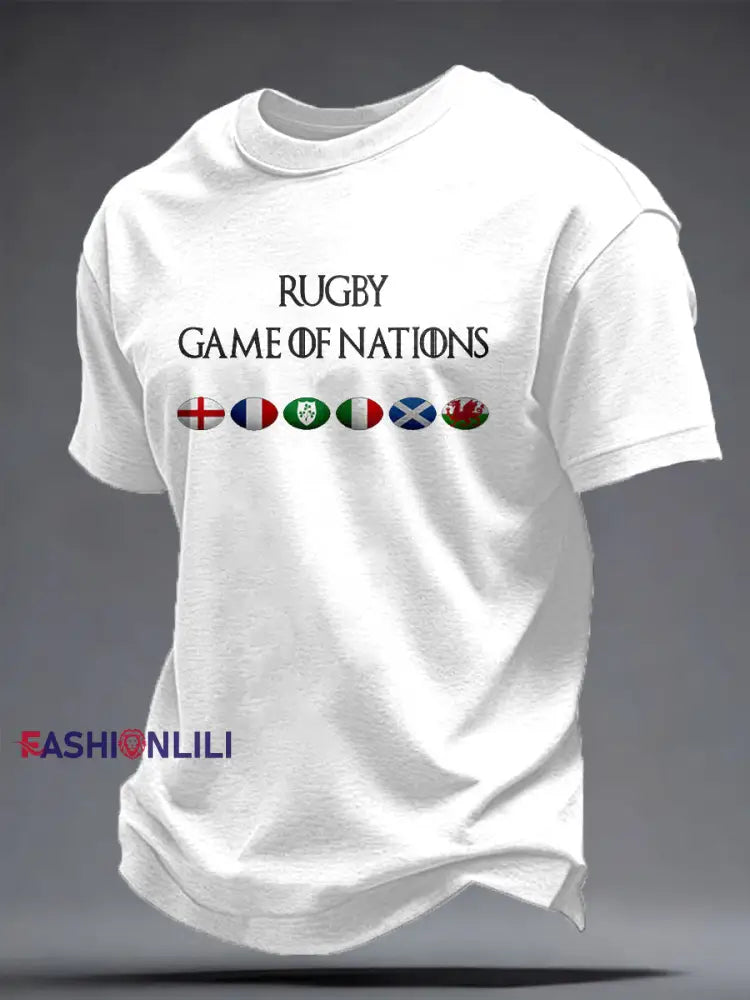 Men’s Rugby Lover Game of Nations Printed T-shirt White / S