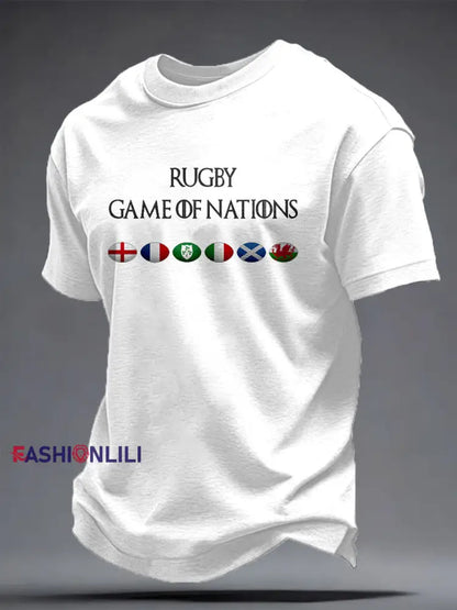 Men’s Rugby Lover Game of Nations Printed T-shirt White / S