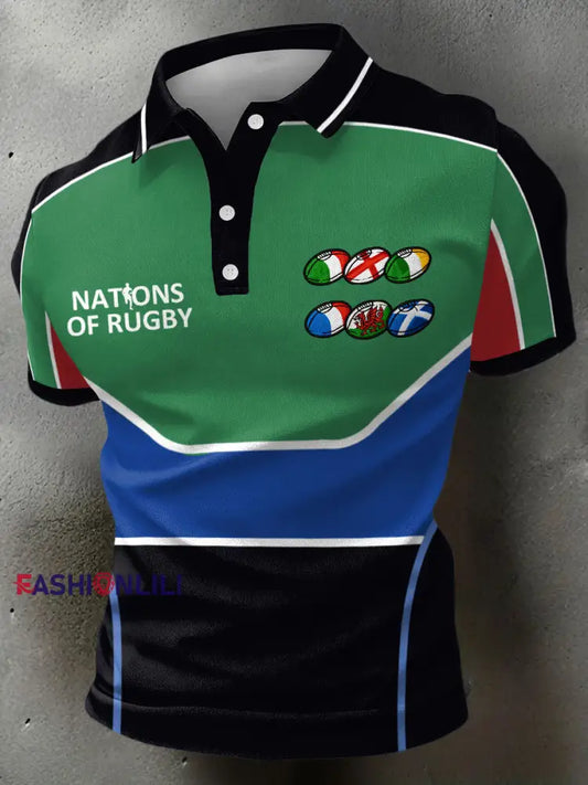 Men’s Rugby Lover Nations Printed Casual Tops As picture / S