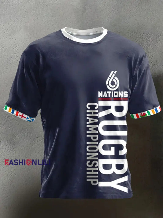 Men’s Rugby Lover Nations Printed T-shirt Navy Blue / S