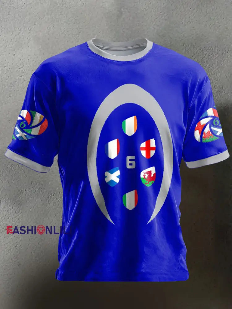 Men’s Rugby Lover Nations Printed T-shirt Royal Blue / S