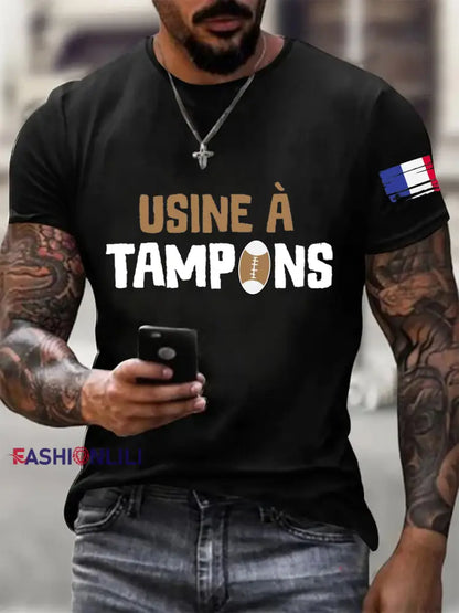Men’s Rugby Usine à Tampons Short-sleeved T-shirt Black / S
