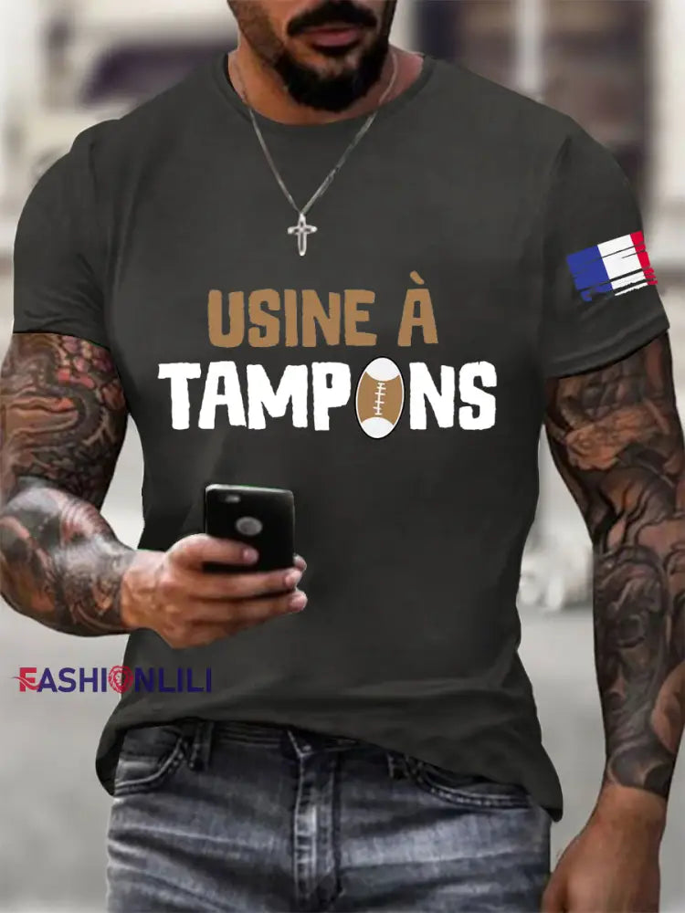 Men’s Rugby Usine à Tampons Short-sleeved T-shirt Dark Gray / S