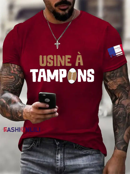 Men’s Rugby Usine à Tampons Short-sleeved T-shirt Deep Red / S