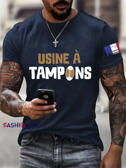 Men’s Rugby Usine à Tampons Short-sleeved T-shirt Navy Blue / S