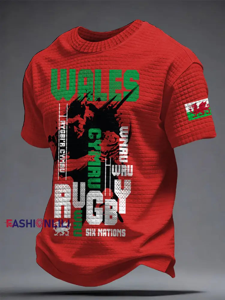 Men’s s Wales Welsh Rugby Lover Dragon Art Printed T-shirt Red / S