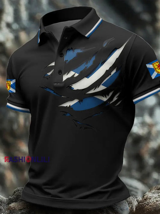 Men’s Scotland Flag Art Printed Casual Tops Black / S