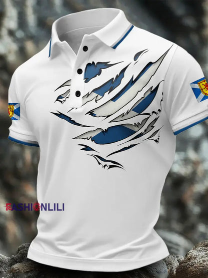 Men’s Scotland Flag Art Printed Casual Tops White / S
