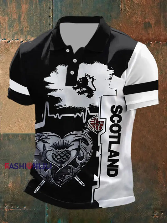 Men’s Scotland Flag Casual Polo Shirt Black / S