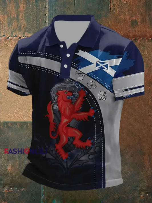 Men’s Scotland Flag Casual Polo Shirt Blue / S