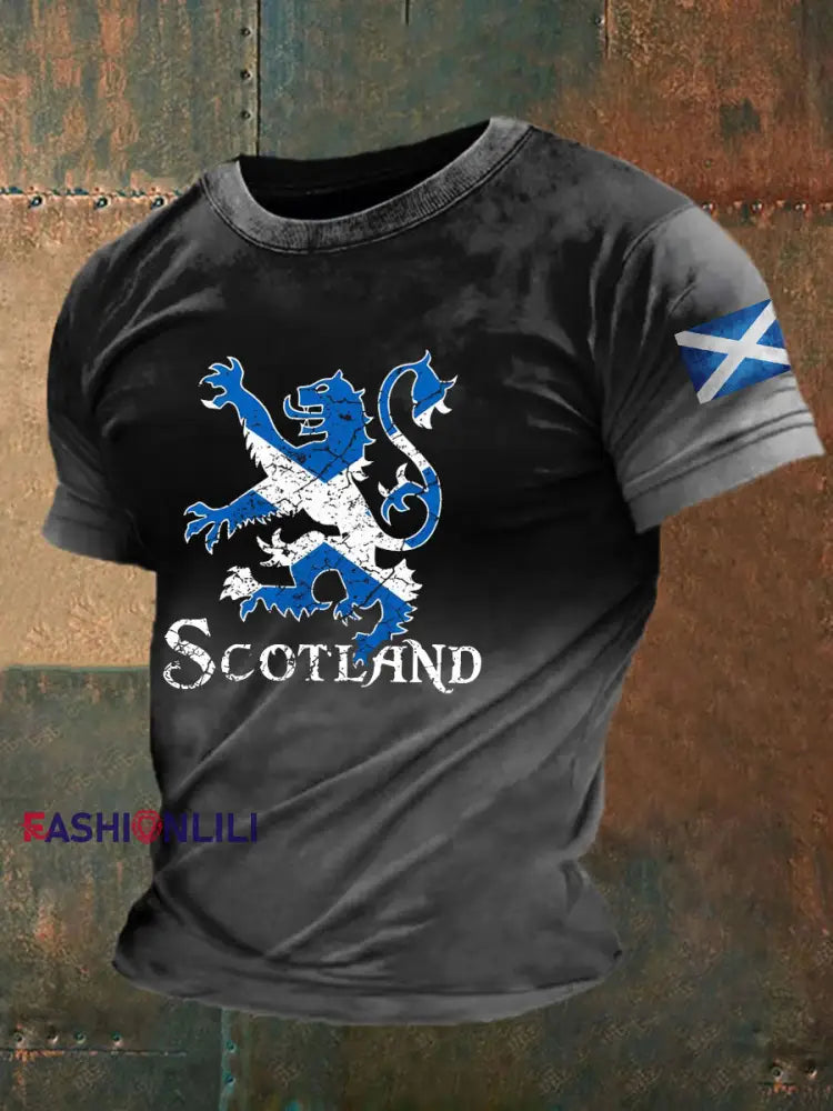 Men’s Scotland Flag Casual T-Shirt Gray / S