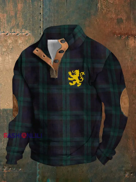 Men’s Scotland Flag Printed Long Sleeve Sweatshirt As picture / S