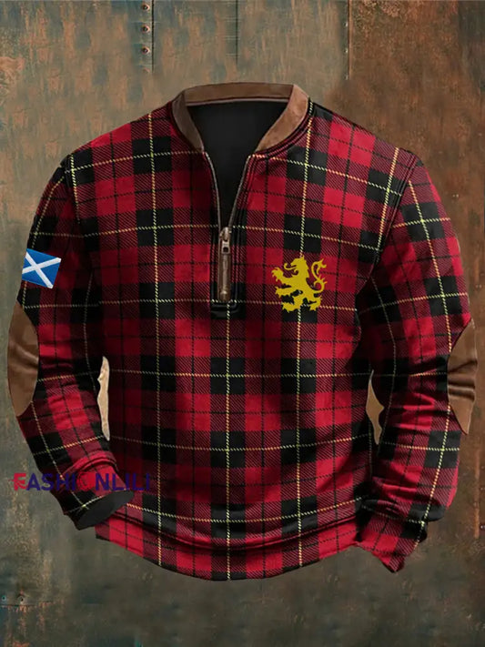Men’s Scotland Flag Printed Long Sleeve Sweatshirt Red / S