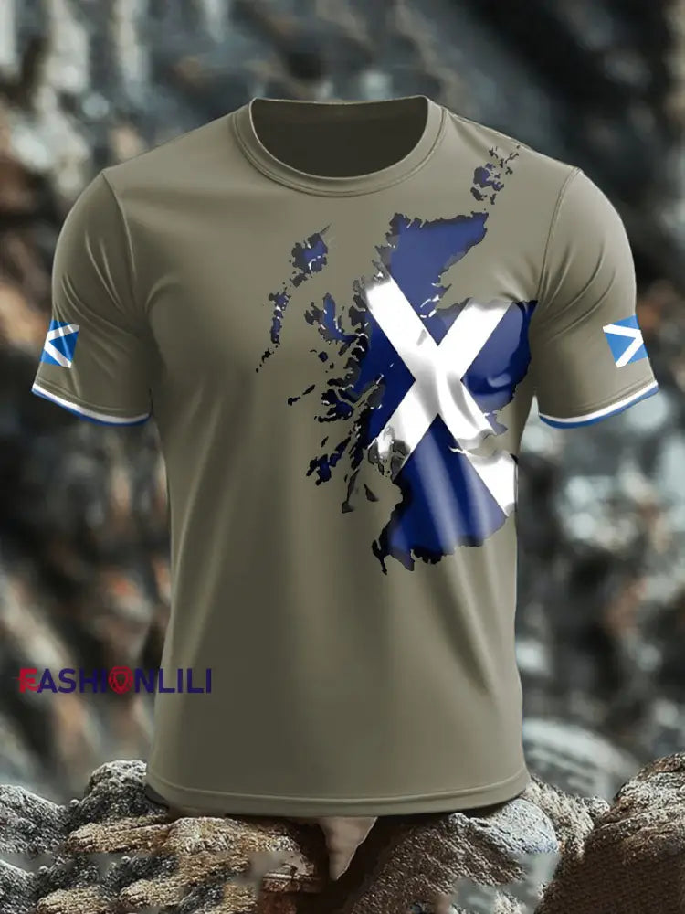 Men’s Scotland Flag Proud Printed T-shirt Army Green / S