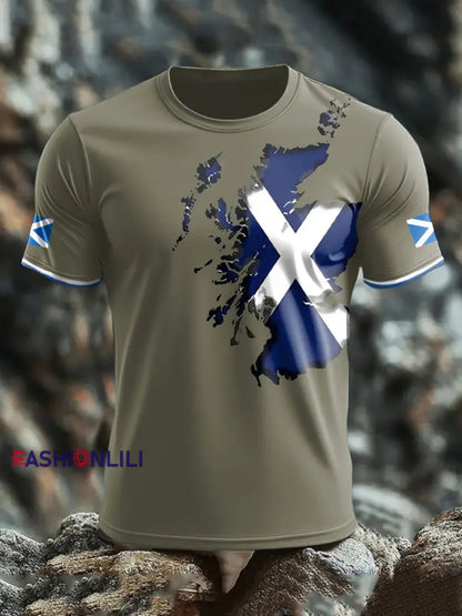 Men’s Scotland Flag Proud Printed T-shirt Army Green / S