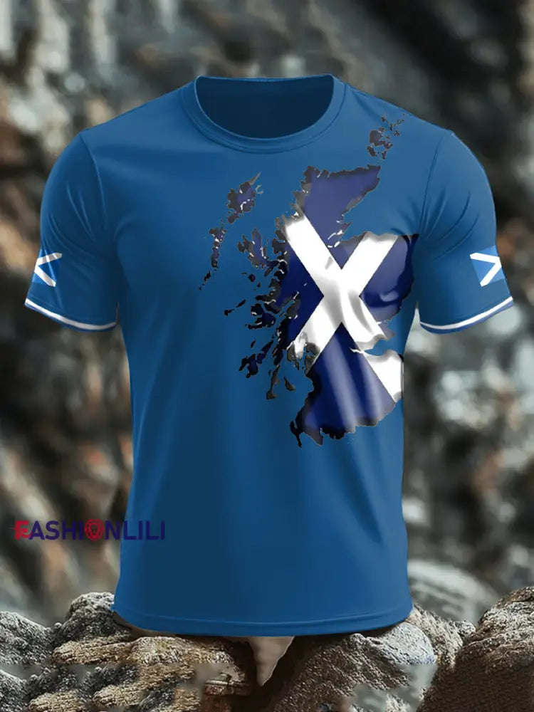 Men’s Scotland Flag Proud Printed T-shirt Blue / S