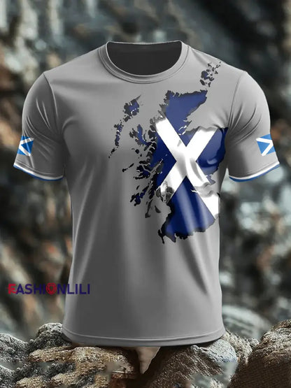 Men’s Scotland Flag Proud Printed T-shirt Light Gray / S