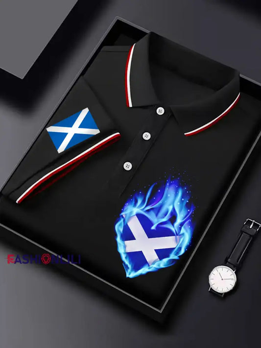 Men’s Scotland Flag Proud The Brave Printed Casual Short Sleeve T-shirt Black / S