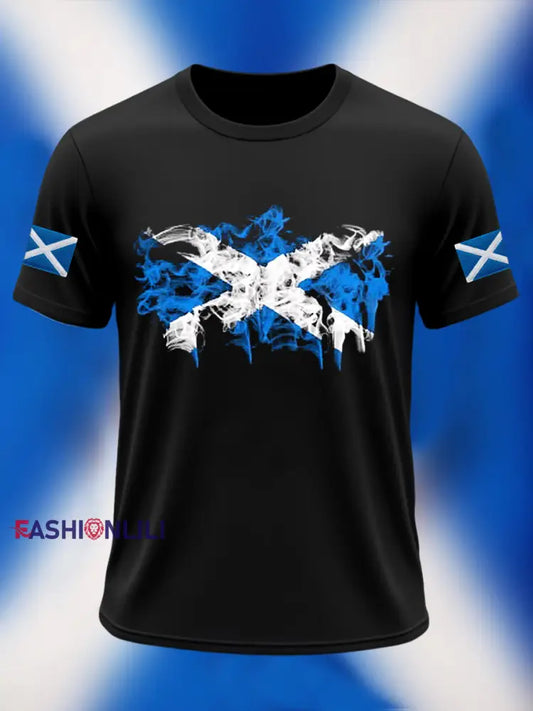 Men’s Scotland Flag Proud The Brave Printed Casual Short Sleeve T-shirt Black / S