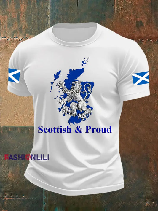 Men’s Scotland Flag Proud The Brave Printed Casual Short Sleeve T-shirt White / S
