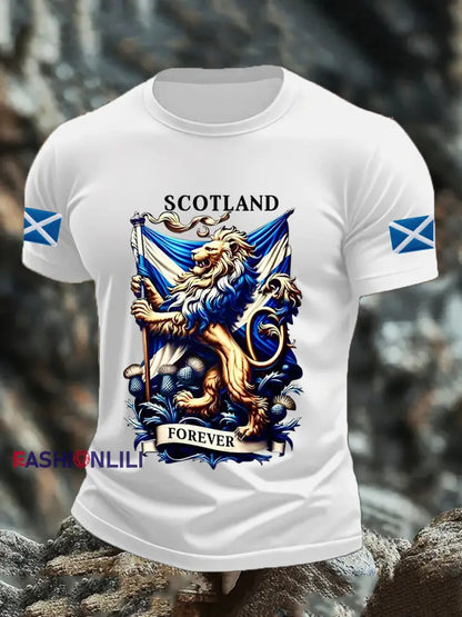 Men’s Scotland Flag Proud The Brave Printed Casual Short Sleeve T-shirt White / S