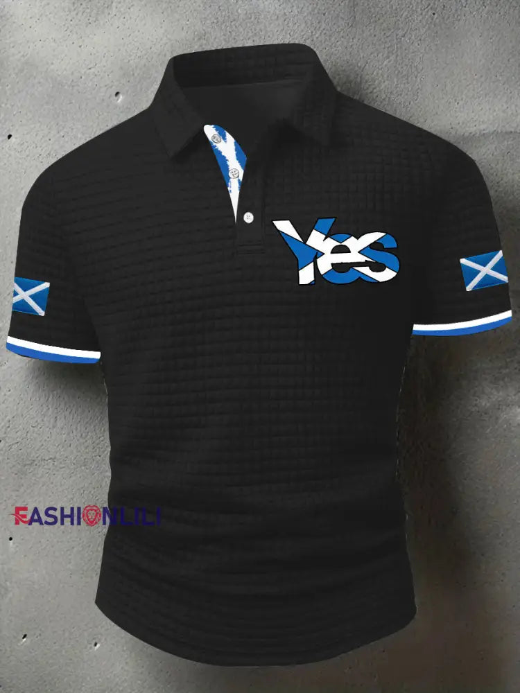 Men’s Scotland Flag Proud The Brave Printed Casual Short Sleeve Top Black / S