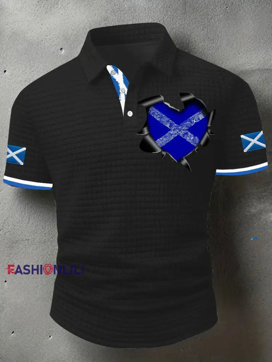 Men’s Scotland Flag Proud The Brave Printed Casual Short Sleeve Top Black / S