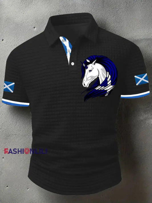 Men’s Scotland Flag Proud The Brave Printed Casual Short Sleeve Top Black / S