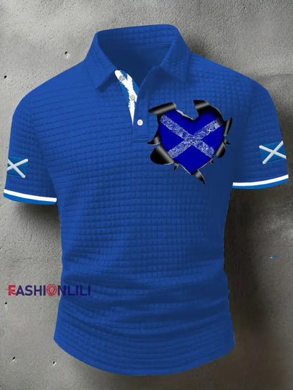 Men’s Scotland Flag Proud The Brave Printed Casual Short Sleeve Top Blue / S
